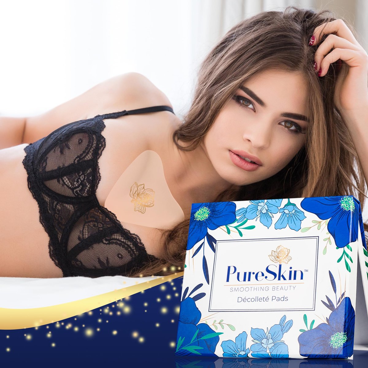 PureSkin Chest Wrinkle Pads (2-Pack) - Reusable Silicone Decollete Anti-Wrinkle Patches for Sleeping, Medical Grade Silicone Avelisse