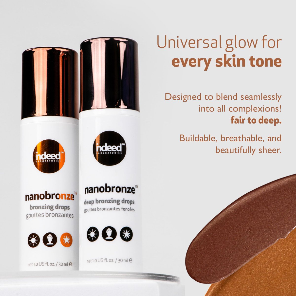 Indeed Labs Nanobronze Bronzing Drops for Face & Body | Self Tanner for Pale Skin with Hyaluronic Acid, Pea, Cacao & Giant Kelp Extracts | Fragrance-Free Natural Tan, 1 Fl Oz Avelisse