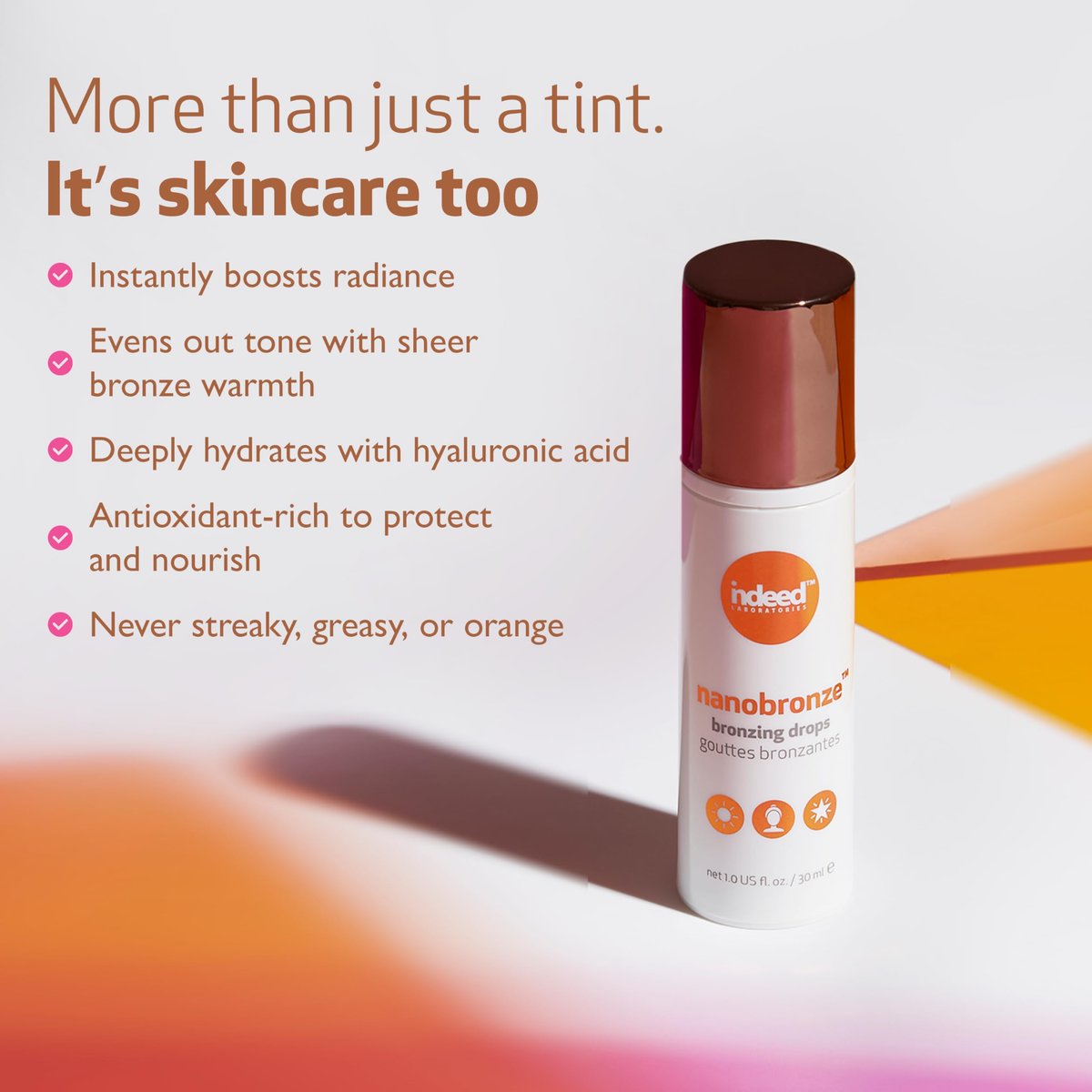 Indeed Labs Nanobronze Bronzing Drops for Face & Body | Self Tanner for Pale Skin with Hyaluronic Acid, Pea, Cacao & Giant Kelp Extracts | Fragrance-Free Natural Tan, 1 Fl Oz Avelisse