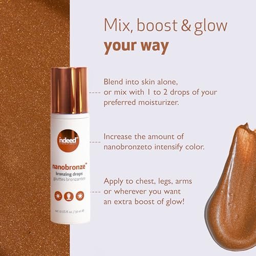 Indeed Labs Nanobronze Bronzing Drops for Face & Body | Self Tanner for Pale Skin with Hyaluronic Acid, Pea, Cacao & Giant Kelp Extracts | Fragrance-Free Natural Tan, 1 Fl Oz Avelisse