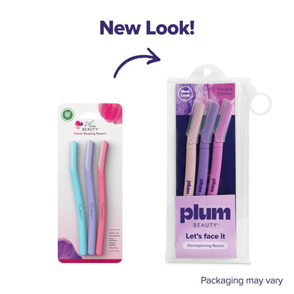 Plum Beauty Face Razors for Women - Eyebrow Razor & Brow Shaper, Microblades for Facial Hair, Dermaplane Razor, Purple