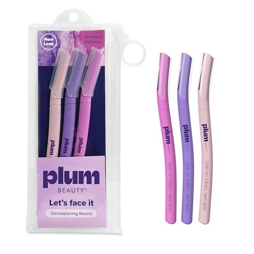 Plum Beauty Face Razors for Women - Eyebrow Razor & Brow Shaper, Microblades for Facial Hair, Dermaplane Razor, Purple - görsel 2