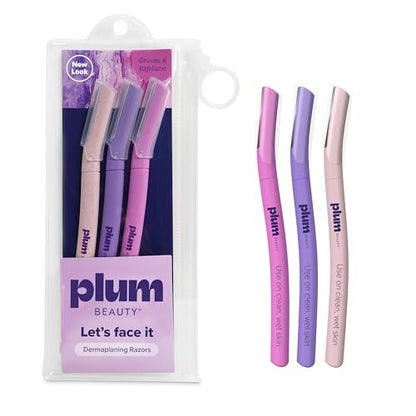 Plum Beauty Face Razors for Women - Eyebrow Razor & Brow Shaper, Microblades for Facial Hair, Dermaplane Razor, Purple