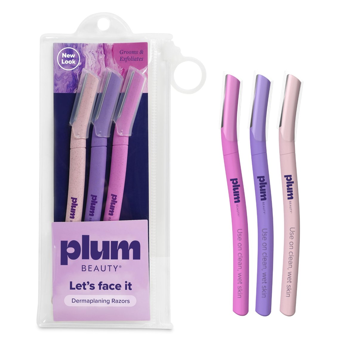 Plum Beauty Face Razors for Women - Eyebrow Razor & Brow Shaper, Microblades for Facial Hair, Dermaplane Razor, Purple - görsel 1