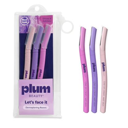Plum Beauty Face Razors for Women - Eyebrow Razor & Brow Shaper, Microblades for Facial Hair, Dermaplane Razor, Purple
