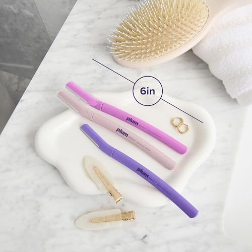 Plum Beauty Face Razors for Women - Eyebrow Razor & Brow Shaper, Microblades for Facial Hair, Dermaplane Razor, Purple - görsel 8