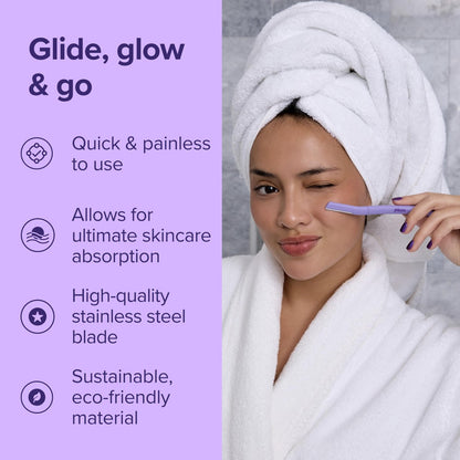 Plum Beauty Face Razors for Women - Eyebrow Razor & Brow Shaper, Microblades for Facial Hair, Dermaplane Razor, Purple