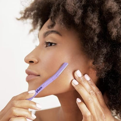 Plum Beauty Face Razors for Women - Eyebrow Razor & Brow Shaper, Microblades for Facial Hair, Dermaplane Razor, Purple