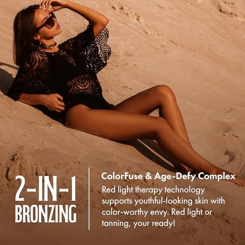 Brown Sugar Eternal Youth Tanning Lotion - 2-in-1 Color Fuse Red Light & Ultra Skin Firming Advanced Tanning Lotion with Peptides, Hyaluronic Acid, Green Tea & Aloe, 13.5 Fl Oz Avelisse