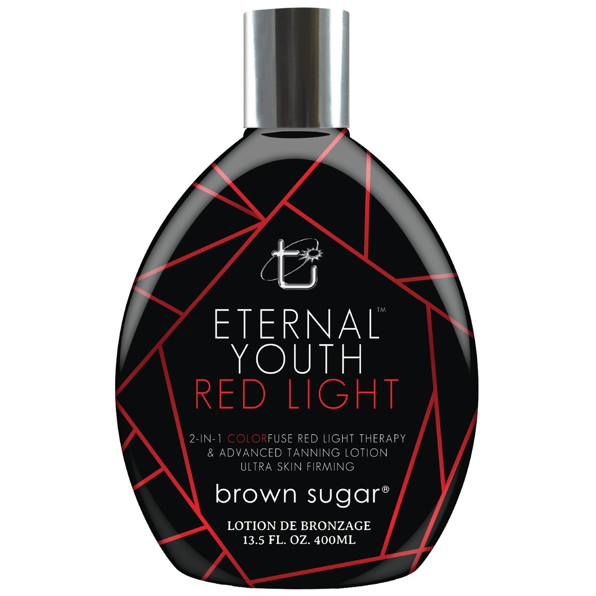 Brown Sugar Eternal Youth Tanning Lotion - 2-in-1 Color Fuse Red Light & Ultra Skin Firming Advanced Tanning Lotion with Peptides, Hyaluronic Acid, Green Tea & Aloe, 13.5 Fl Oz Avelisse