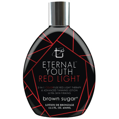 Brown Sugar Eternal Youth Tanning Lotion - 2-in-1 Color Fuse Red Light & Ultra Skin Firming Advanced Tanning Lotion with Peptides, Hyaluronic Acid, Green Tea & Aloe, 13.5 Fl Oz Avelisse