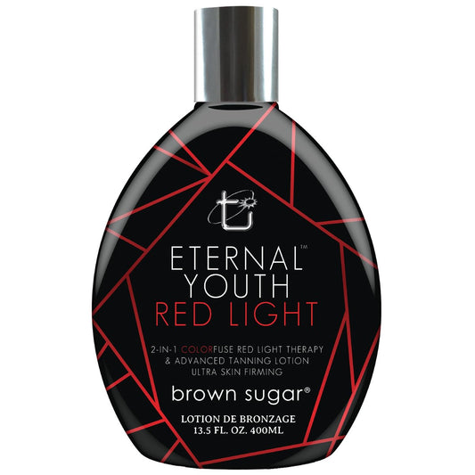 Brown Sugar Eternal Youth Tanning Lotion - 2-in-1 Color Fuse Red Light & Ultra Skin Firming Advanced Tanning Lotion with Peptides, Hyaluronic Acid, Green Tea & Aloe, 13.5 Fl Oz Avelisse