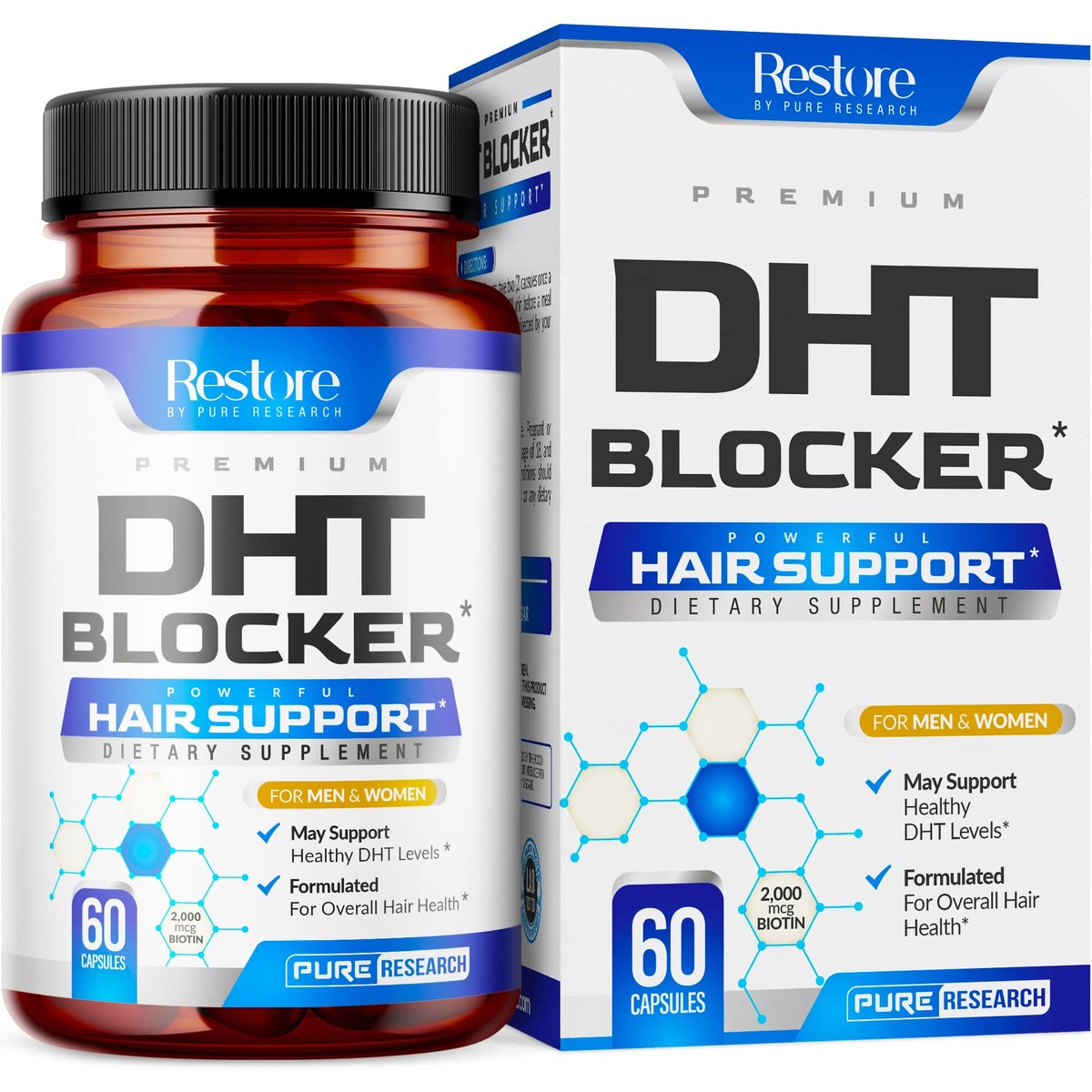 DHT Blocker Hair Growth Supplement - Saw Palmetto & Hair Vitamins for Women & Men - Supports Healthy Hair Growth, Thick & Strong Hair - Low Loss Capsules (60 Count) Avelisse