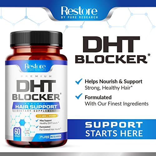 DHT Blocker Hair Growth Supplement - Saw Palmetto & Hair Vitamins for Women & Men - Supports Healthy Hair Growth, Thick & Strong Hair - Low Loss Capsules (60 Count) Avelisse