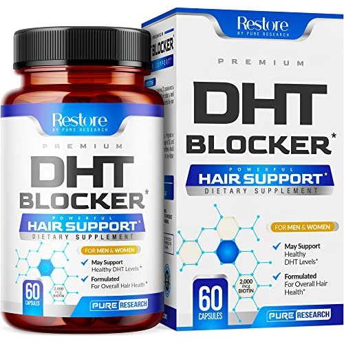 DHT Blocker Hair Growth Supplement - Saw Palmetto & Hair Vitamins for Women & Men - Supports Healthy Hair Growth, Thick & Strong Hair - Low Loss Capsules (60 Count) Avelisse