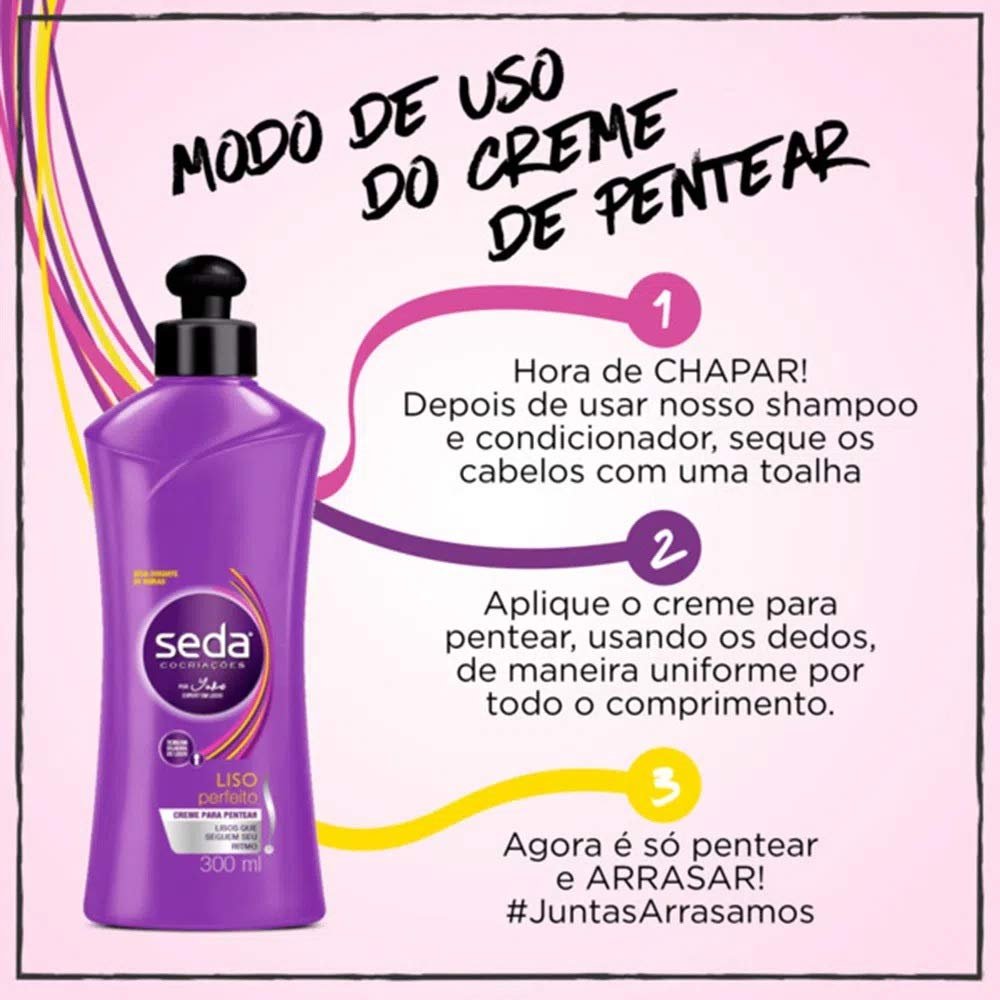 Seda Perfect Straight Line Combing Cream - 10.14 Fl Oz (300 ml) - Smooth & Straight Hair - görsel 5