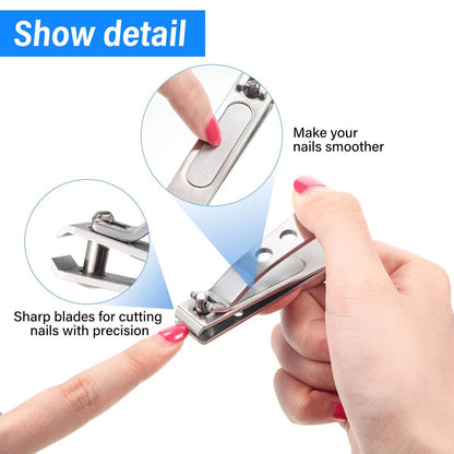 2 Pieces Heavy Duty Stainless Steel Nail Clippers for Thick Nails – Straight Edge Toenail Clippers with Wide Mouth for Men and Women