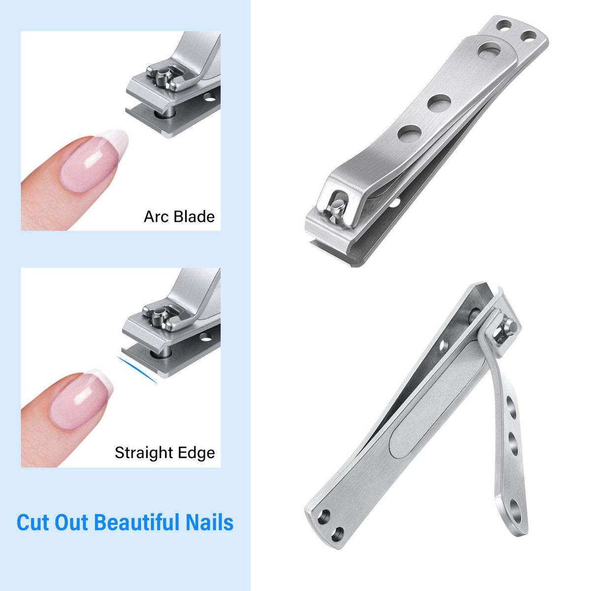 2 Pieces Heavy Duty Stainless Steel Nail Clippers for Thick Nails – Straight Edge Toenail Clippers with Wide Mouth for Men and Women - görsel 3