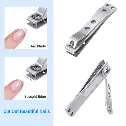2 Pieces Heavy Duty Stainless Steel Nail Clippers for Thick Nails – Straight Edge Toenail Clippers with Wide Mouth for Men and Women