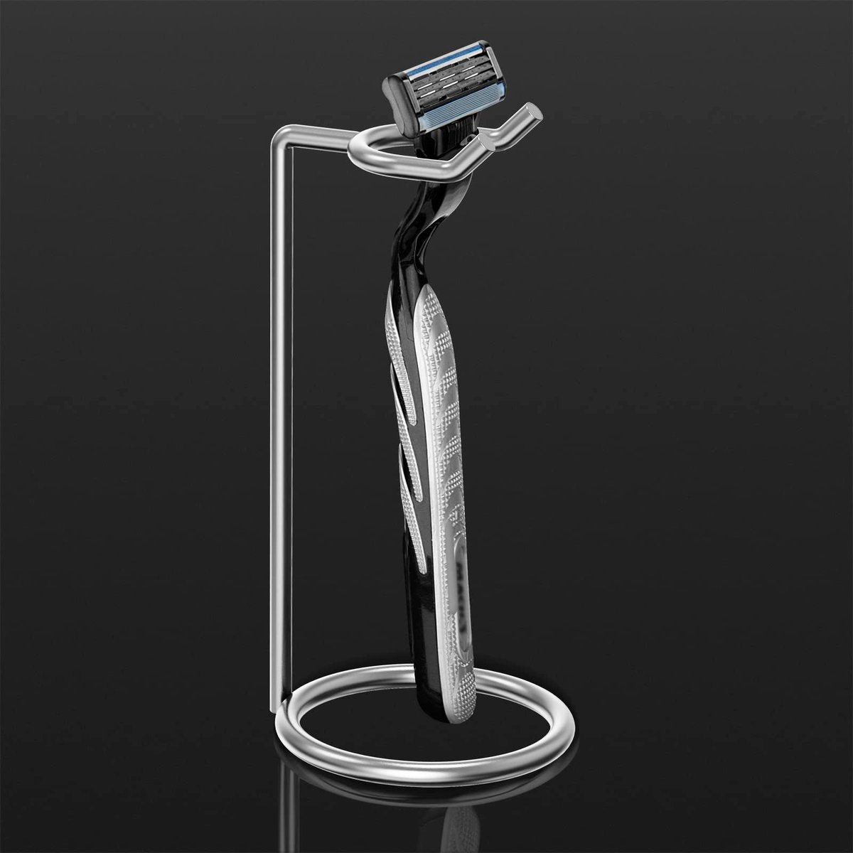 Linkidea Stainless Steel Razor Stand - Deluxe Men's Travel Shaver Holder for Long Handle Safety Razors, Fusion 5, ProShield, NFL Series (Silver/Polished Chrome) - görsel 7