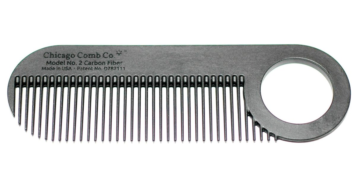 Chicago Comb Model 2 Carbon Fiber Comb – Anti-Static Fine-Tooth Comb for Thinner Hair, Beard & Mustache – Made in USA – 4 Inches (10 cm) – Pocket & Travel Size - görsel 1