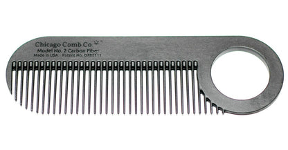 Chicago Comb Model 2 Carbon Fiber Comb – Anti-Static Fine-Tooth Comb for Thinner Hair, Beard & Mustache – Made in USA – 4 Inches (10 cm) – Pocket & Travel Size