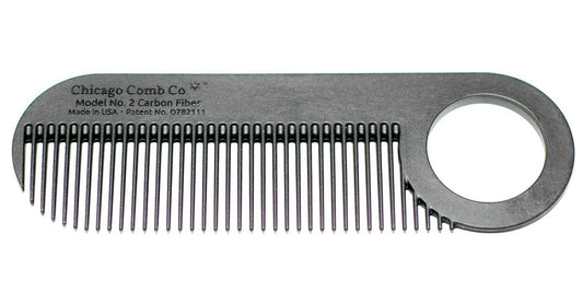 Chicago Comb Model 2 Carbon Fiber Comb – Anti-Static Fine-Tooth Comb for Thinner Hair, Beard & Mustache – Made in USA – 4 Inches (10 cm) – Pocket & Travel Size
