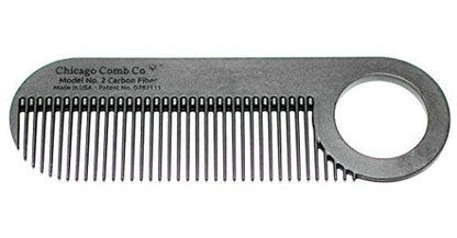 Chicago Comb Model 2 Carbon Fiber Comb – Anti-Static Fine-Tooth Comb for Thinner Hair, Beard & Mustache – Made in USA – 4 Inches (10 cm) – Pocket & Travel Size