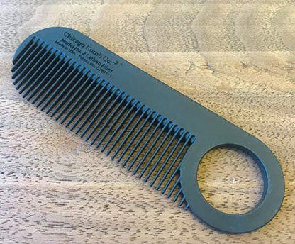 Chicago Comb Model 2 Carbon Fiber Comb – Anti-Static Fine-Tooth Comb for Thinner Hair, Beard & Mustache – Made in USA – 4 Inches (10 cm) – Pocket & Travel Size