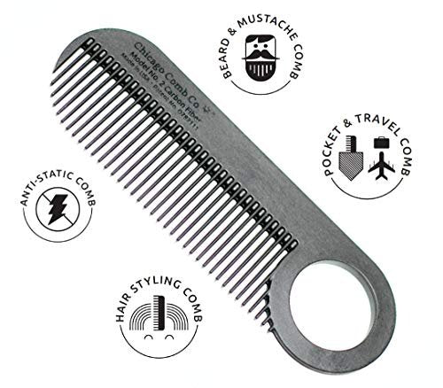 Chicago Comb Model 2 Carbon Fiber Comb – Anti-Static Fine-Tooth Comb for Thinner Hair, Beard & Mustache – Made in USA – 4 Inches (10 cm) – Pocket & Travel Size - görsel 12