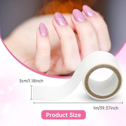 Chrontier Silk Nail Wrap - Instant Reinforce Repair Bandage Tape for UV Gel & Acrylic Nail Art Extension - Self-Adhesive, Easy Trimmerable Fiberglass Silk Wrap - Professional Manicure Tool (White, 1.2" x 39.4")