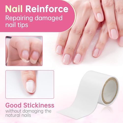 Chrontier Silk Nail Wrap - Instant Reinforce Repair Bandage Tape for UV Gel & Acrylic Nail Art Extension - Self-Adhesive, Easy Trimmerable Fiberglass Silk Wrap - Professional Manicure Tool (White, 1.2" x 39.4") - görsel 5