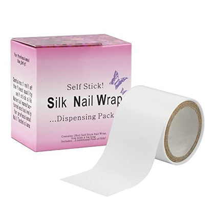 Chrontier Silk Nail Wrap - Instant Reinforce Repair Bandage Tape for UV Gel & Acrylic Nail Art Extension - Self-Adhesive, Easy Trimmerable Fiberglass Silk Wrap - Professional Manicure Tool (White, 1.2" x 39.4")