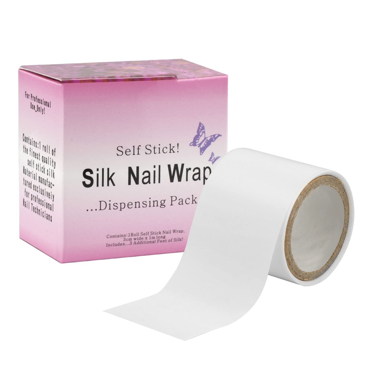 Chrontier Silk Nail Wrap - Instant Reinforce Repair Bandage Tape for UV Gel & Acrylic Nail Art Extension - Self-Adhesive, Easy Trimmerable Fiberglass Silk Wrap - Professional Manicure Tool (White, 1.2" x 39.4") - görsel 2