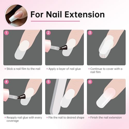Chrontier Silk Nail Wrap - Instant Reinforce Repair Bandage Tape for UV Gel & Acrylic Nail Art Extension - Self-Adhesive, Easy Trimmerable Fiberglass Silk Wrap - Professional Manicure Tool (White, 1.2" x 39.4") - görsel 9