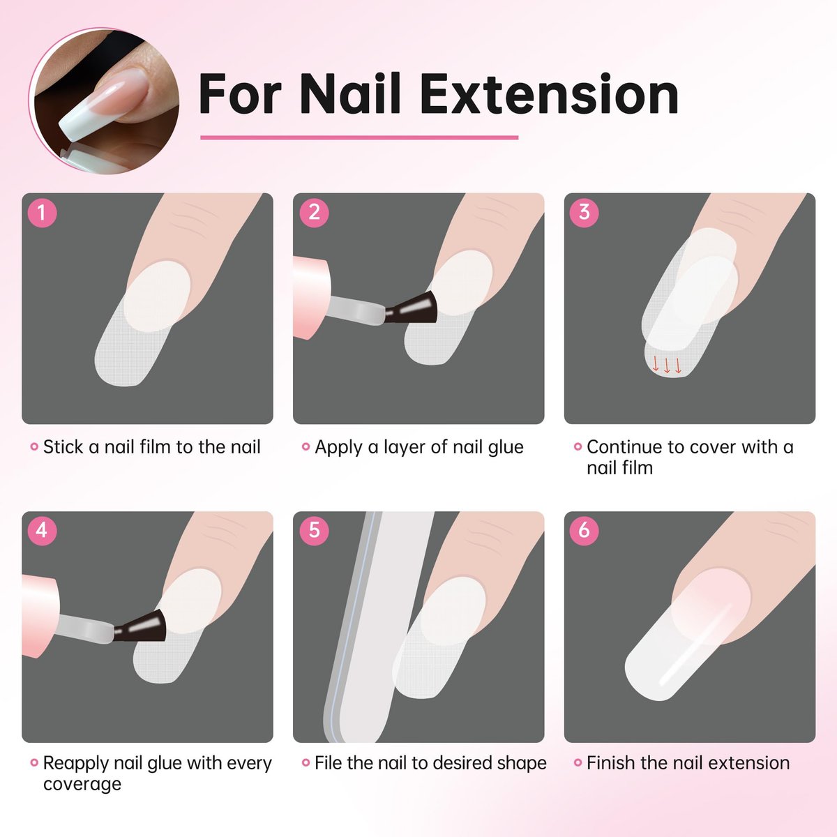 Chrontier Silk Nail Wrap - Instant Reinforce Repair Bandage Tape for UV Gel & Acrylic Nail Art Extension - Self-Adhesive, Easy Trimmerable Fiberglass Silk Wrap - Professional Manicure Tool (White, 1.2" x 39.4") - görsel 10