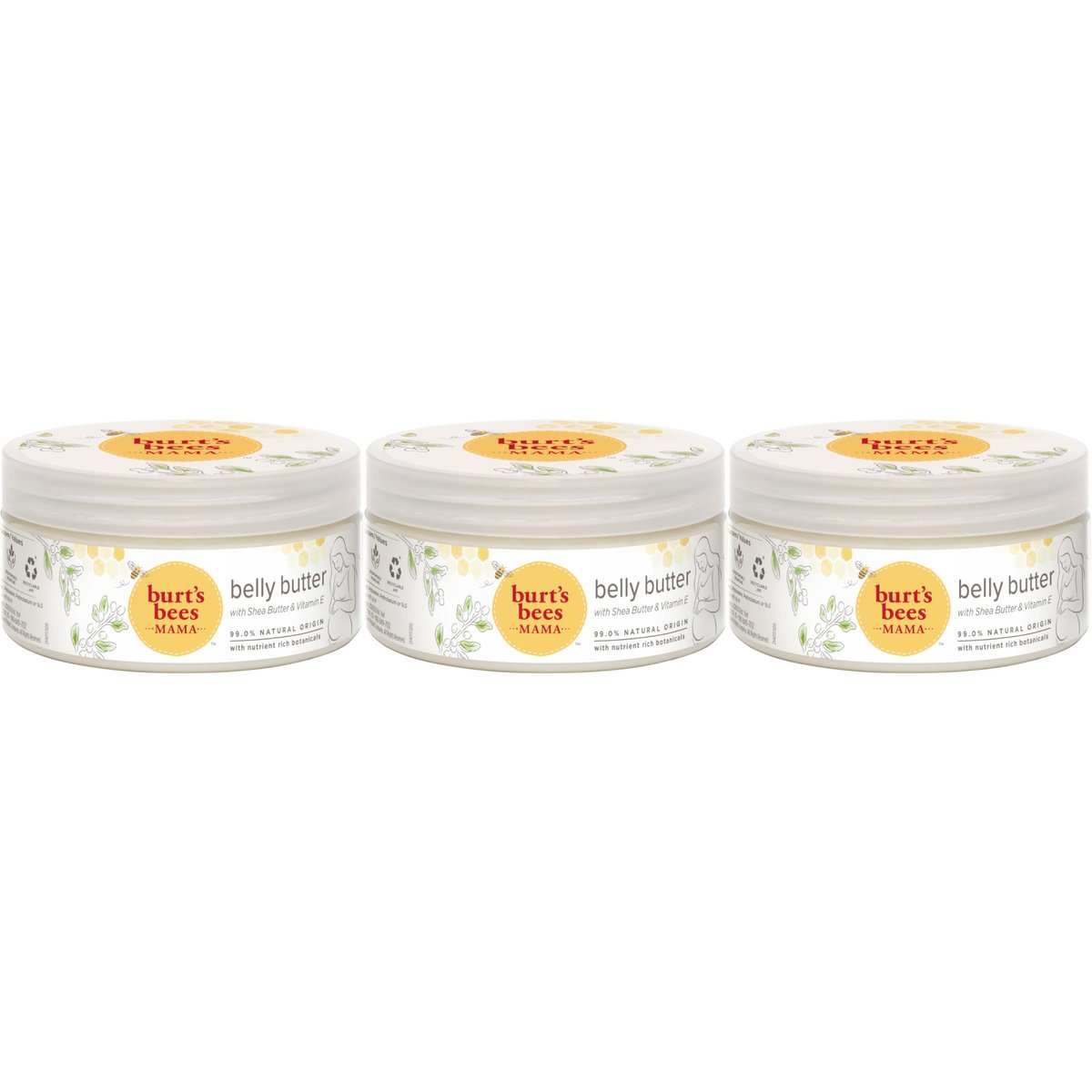 Burt's Bees Mama Belly Butter Stretch Mark Cream for Pregnancy, 6.5 oz (Pack of 3) - Shea Butter & Vitamin E Avelisse