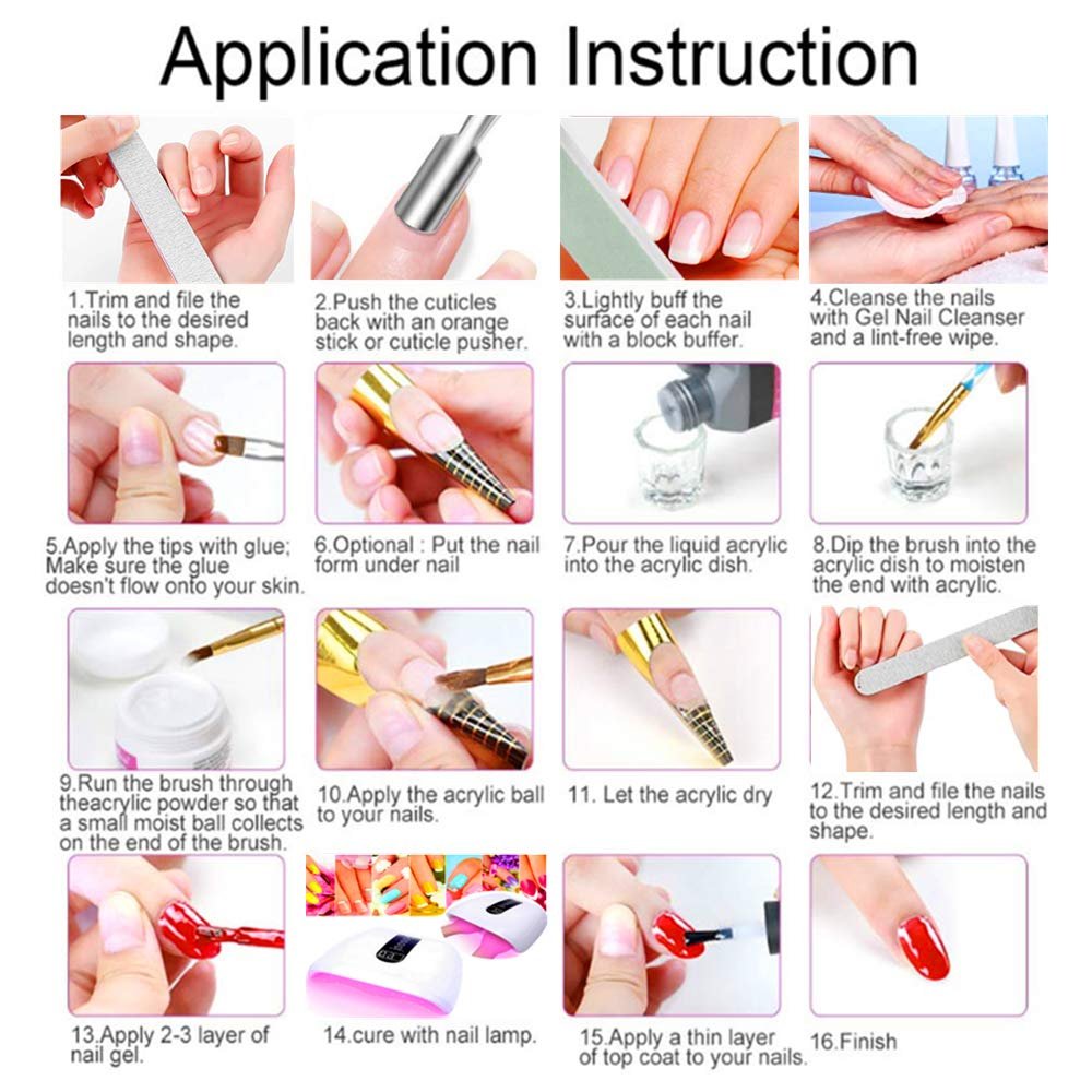 SUNBELEE Acrylic Nail Kit for Beginners with Everything - 259 Piece Complete DIY Nail Extension Set with 3 Base Colors & 12 Glitter Powders, No UV Lamp Needed, Salon-Quality Manicure Gift Box for Women and Girls Avelisse
