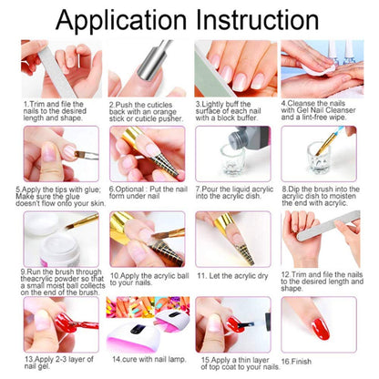 SUNBELEE Acrylic Nail Kit for Beginners with Everything - 259 Piece Complete DIY Nail Extension Set with 3 Base Colors & 12 Glitter Powders, No UV Lamp Needed, Salon-Quality Manicure Gift Box for Women and Girls Avelisse