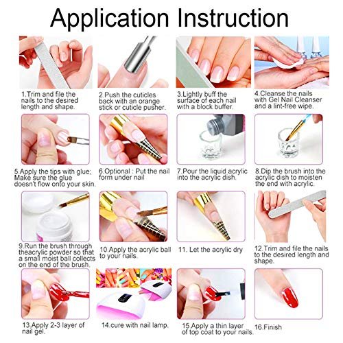 SUNBELEE Acrylic Nail Kit for Beginners with Everything - 259 Piece Complete DIY Nail Extension Set with 3 Base Colors & 12 Glitter Powders, No UV Lamp Needed, Salon-Quality Manicure Gift Box for Women and Girls Avelisse