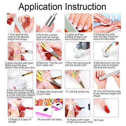 SUNBELEE Acrylic Nail Kit for Beginners with Everything - 259 Piece Complete DIY Nail Extension Set with 3 Base Colors & 12 Glitter Powders, No UV Lamp Needed, Salon-Quality Manicure Gift Box for Women and Girls Avelisse