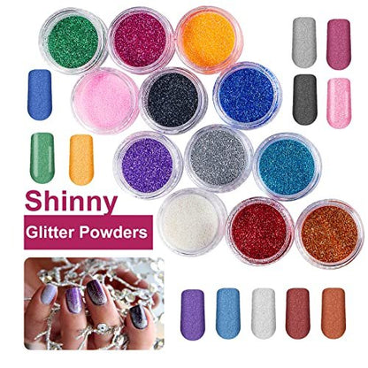 SUNBELEE Acrylic Nail Kit for Beginners with Everything - 259 Piece Complete DIY Nail Extension Set with 3 Base Colors & 12 Glitter Powders, No UV Lamp Needed, Salon-Quality Manicure Gift Box for Women and Girls Avelisse