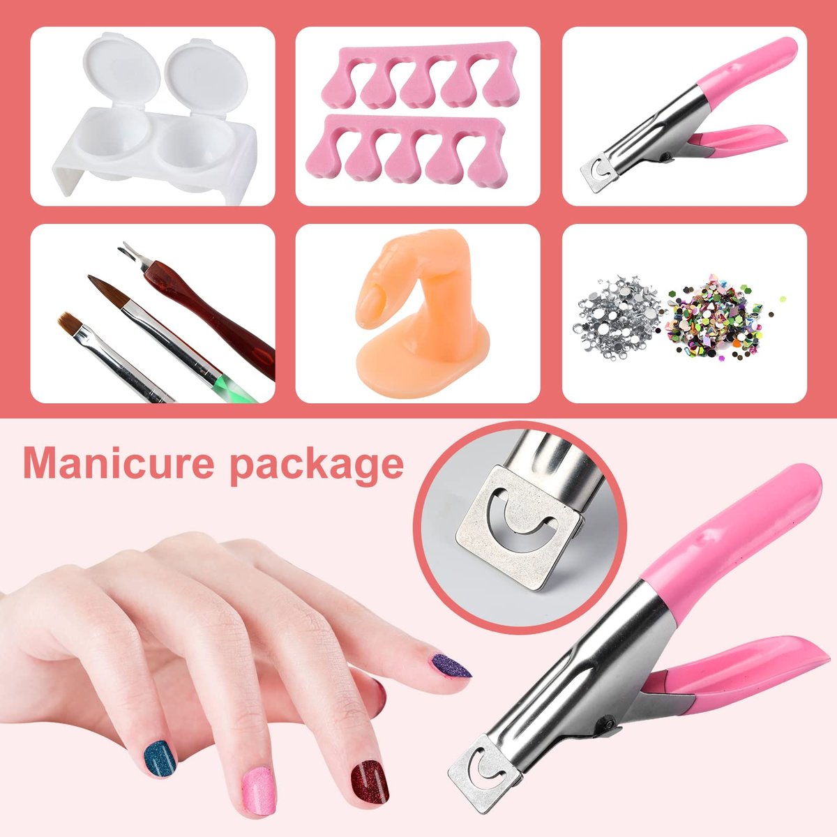 SUNBELEE Acrylic Nail Kit for Beginners with Everything - 259 Piece Complete DIY Nail Extension Set with 3 Base Colors & 12 Glitter Powders, No UV Lamp Needed, Salon-Quality Manicure Gift Box for Women and Girls Avelisse