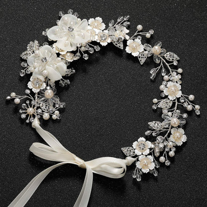 SWEETV Ivory Tulle Flower Girl Headpiece – Pearl Princess Wedding Headband for Girls, Birthday Party, First Communion Avelisse