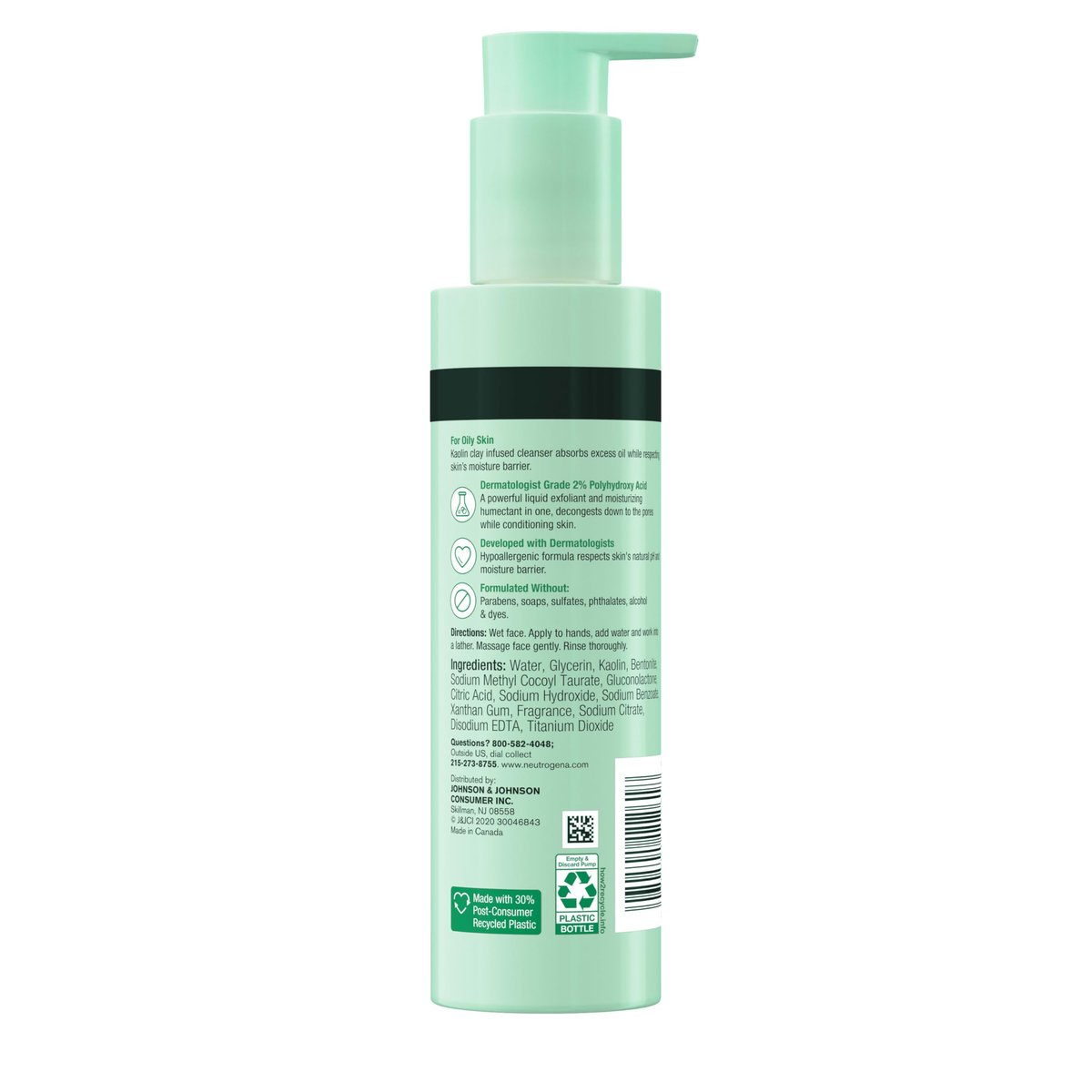 Neutrogena Skin Balancing Kaolin Clay Cleanser with 2% PHA – Mattifying Face Wash for Oily Skin, 6.3 oz Avelisse