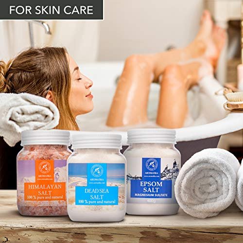 AROMATIKA Bath Salts Set 42 Oz – Epsom Salt, Himalayan Pink Salt & Dead Sea Salt – 100% Pure & Natural – for Relaxation, Sleep & Muscle Relief - görsel 12