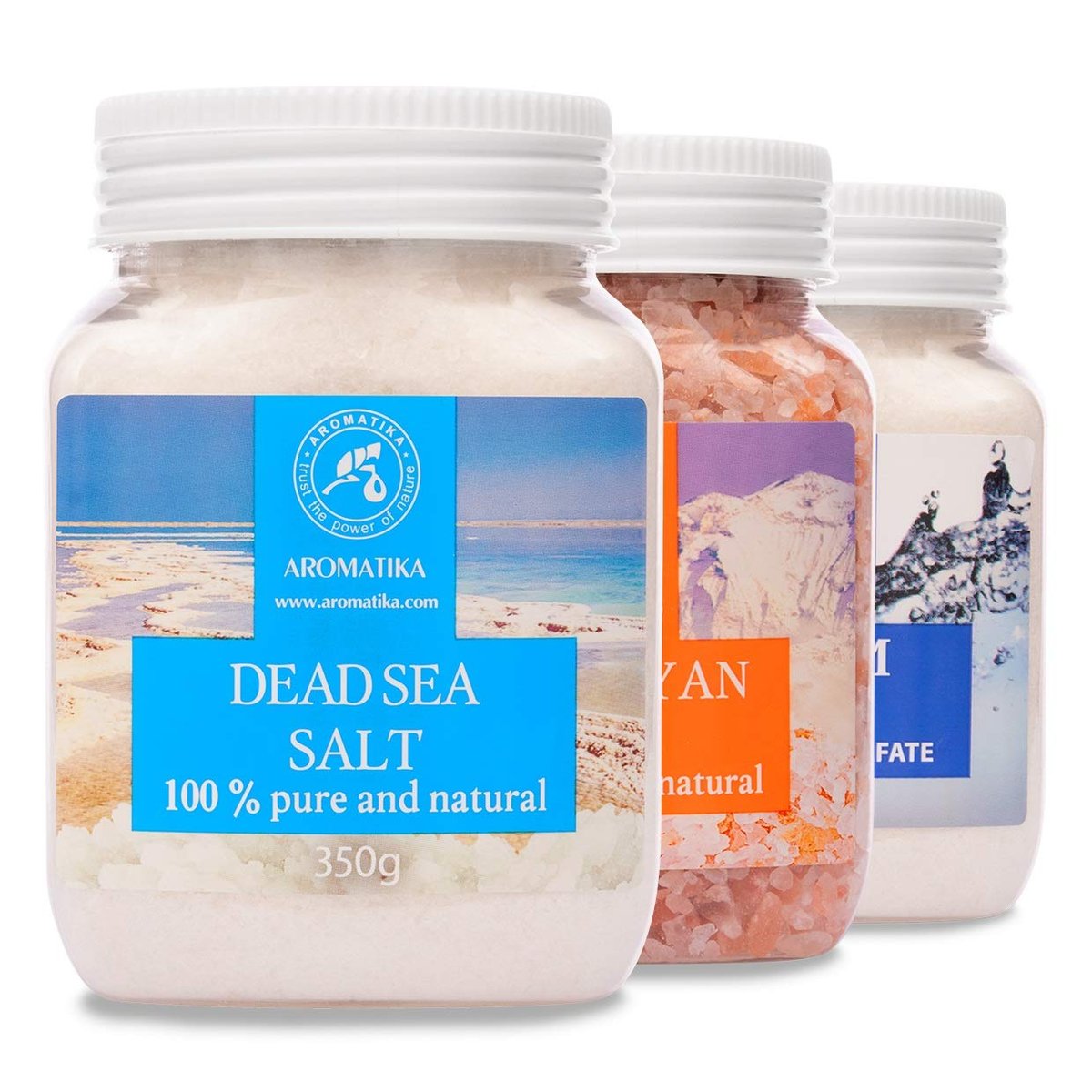 AROMATIKA Bath Salts Set 42 Oz – Epsom Salt, Himalayan Pink Salt & Dead Sea Salt – 100% Pure & Natural – for Relaxation, Sleep & Muscle Relief - görsel 1