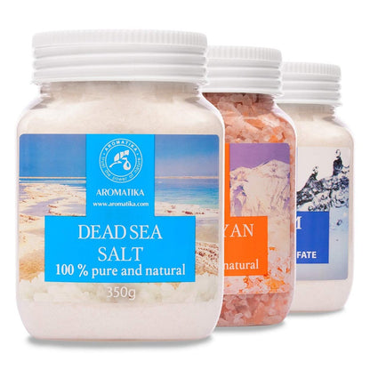 AROMATIKA Bath Salts Set 42 Oz – Epsom Salt, Himalayan Pink Salt & Dead Sea Salt – 100% Pure & Natural – for Relaxation, Sleep & Muscle Relief