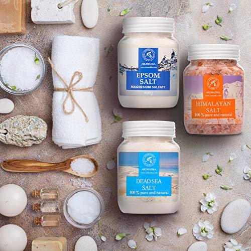 AROMATIKA Bath Salts Set 42 Oz – Epsom Salt, Himalayan Pink Salt & Dead Sea Salt – 100% Pure & Natural – for Relaxation, Sleep & Muscle Relief - görsel 4