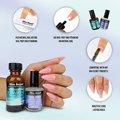 Mia Secret Professional Nail Prep pH Balance Dehydrator & XtraBond Acid-Free Primer 0.25 oz (Pack of 2) Avelisse